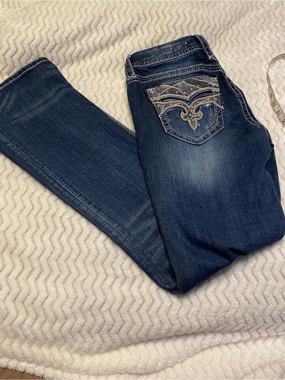 Rock Revival Dark Blue Embroidered Pocket Accent